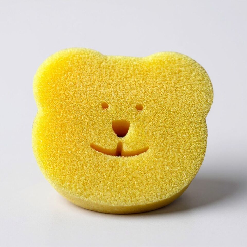 Technow Sponge Çift Taraflı Gülen Yüz Çok Amaçlı Sihirli Bulaşık Süngeri Sarı Lacivert  2 Adet