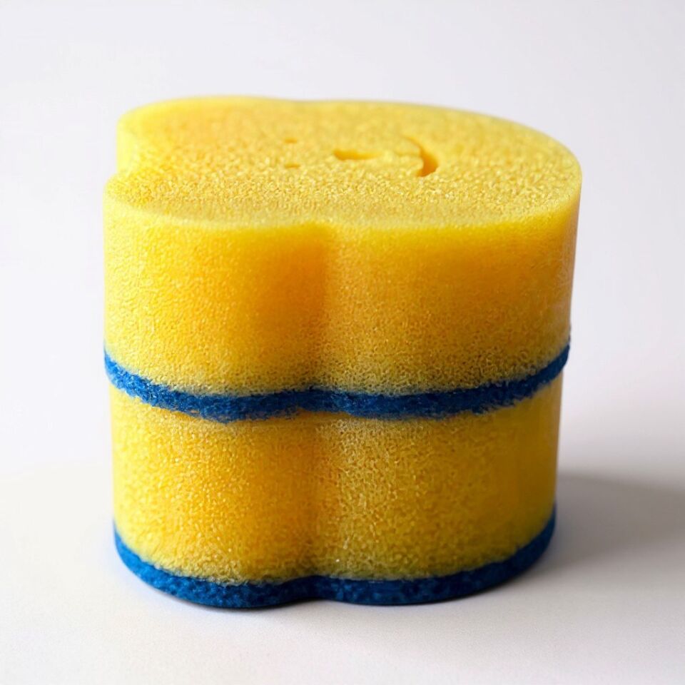 Technow Sponge Çift Taraflı Gülen Yüz Çok Amaçlı Sihirli Bulaşık Süngeri Sarı Lacivert  2 Adet