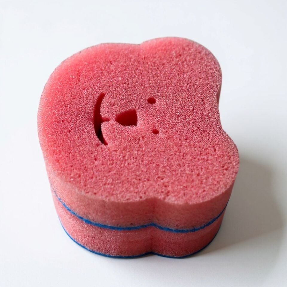 Technow Sponge Çift Taraflı Gülen Yüz Çok Amaçlı Sihirli Bulaşık Süngeri Pembe Lacivert  2 Adet