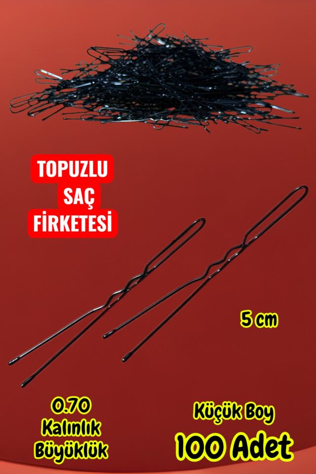 Technow Siyah 5 cm Küçük Topuzlu Saç Firketesi Toka 0.70 Siyah 100 Adet