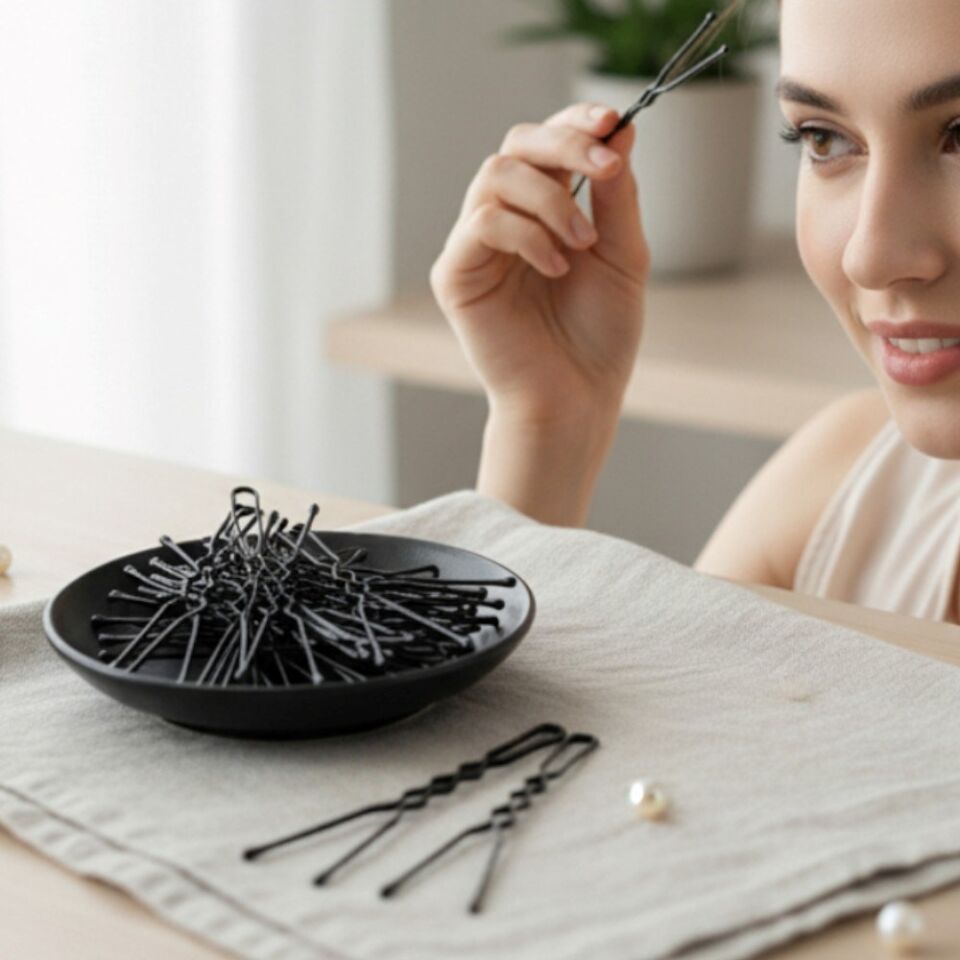 Technow Siyah 5 cm Küçük Topuzlu Saç Firketesi Toka 0.70 Siyah 100 Adet