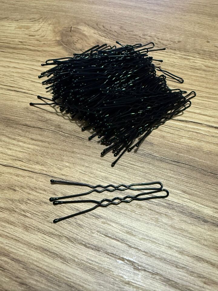 Technow Siyah 5 cm Küçük Topuzlu Saç Firketesi Toka 0.70 Siyah 100 Adet