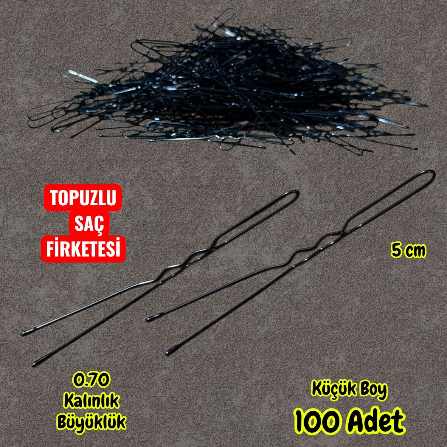 Technow Siyah 5 cm Küçük Topuzlu Saç Firketesi Toka 0.70 Siyah 100 Adet