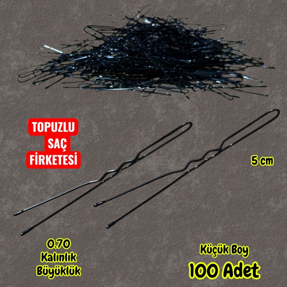 Technow Siyah 5 cm Küçük Topuzlu Saç Firketesi Toka 0.70 Siyah 100 Adet