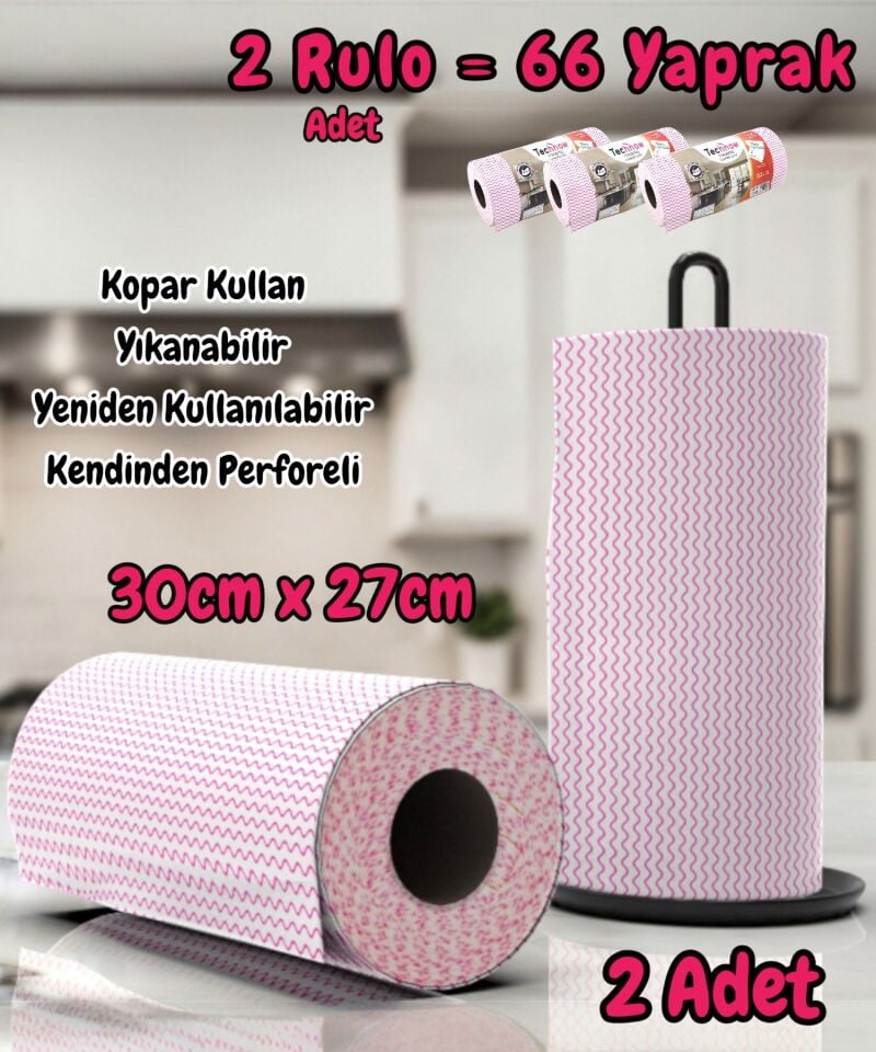 Technow Softtex 33 Yaprak Kopar Kullan Rulo Hassas Temizlik Bezi 27x30cm 2 Rulo Adet