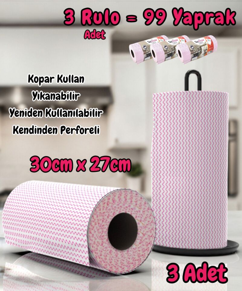 Technow Softtex 33 Yaprak Kopar Kullan Rulo Hassas Temizlik Bezi 27x30cm 5 Rulo Adet