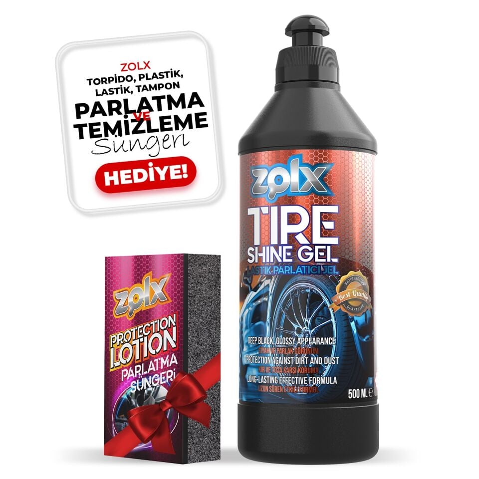 Zolx Lastik Parlatıcı Temizleyici Jel Lastik Temizleme Jeli 500ml + Sünger HEDİYELİ.