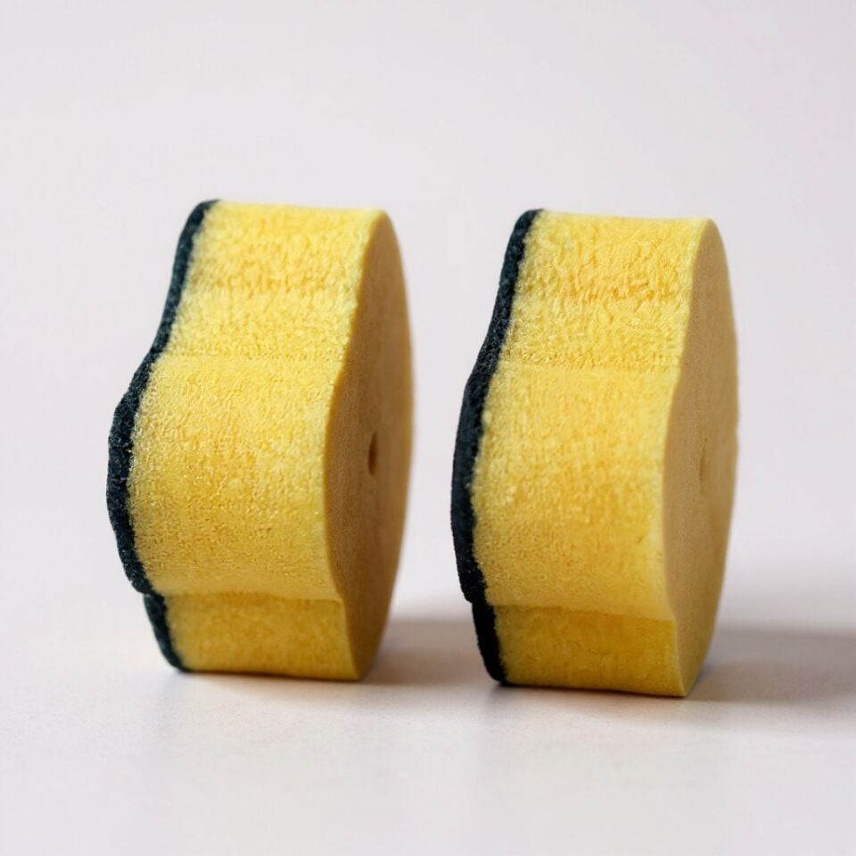 Technow Sponge Çift Taraflı Gülen Yüz Çok Amaçlı Sihirli Bulaşık Süngeri Sarı Yeşil 2 Adet