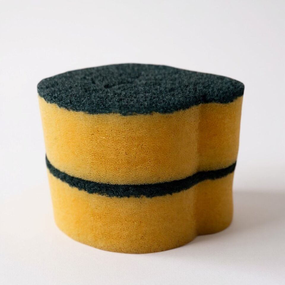 Technow Sponge Çift Taraflı Gülen Yüz Çok Amaçlı Sihirli Bulaşık Süngeri Sarı Yeşil 2 Adet