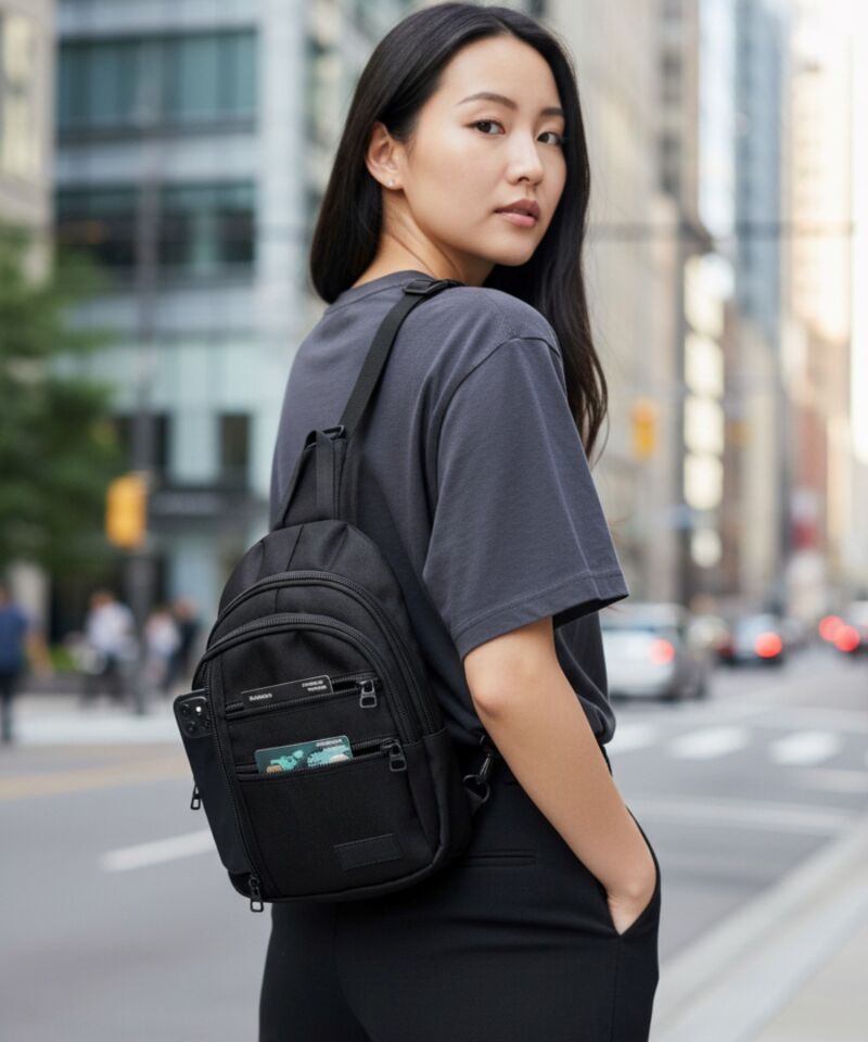 Crossbody Su Geçirmez Kumaş,Fermuar Çarpraz Askılı Unisex Omuz ve Bel Çantası