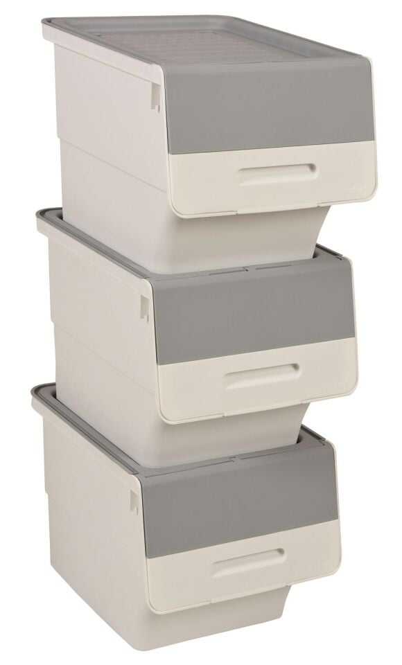 Technow Motek 33 Litre Beyaz Gri Tekerlekli 3*33 Lt 3'lü Set Organizer + Temizlik Seti