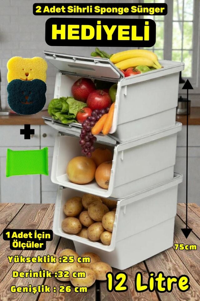 Technow Motek Freebox 12 Litre Gri Beyaz Gri Tekerlekli Organizer  3 Adet + Temizlik Seti