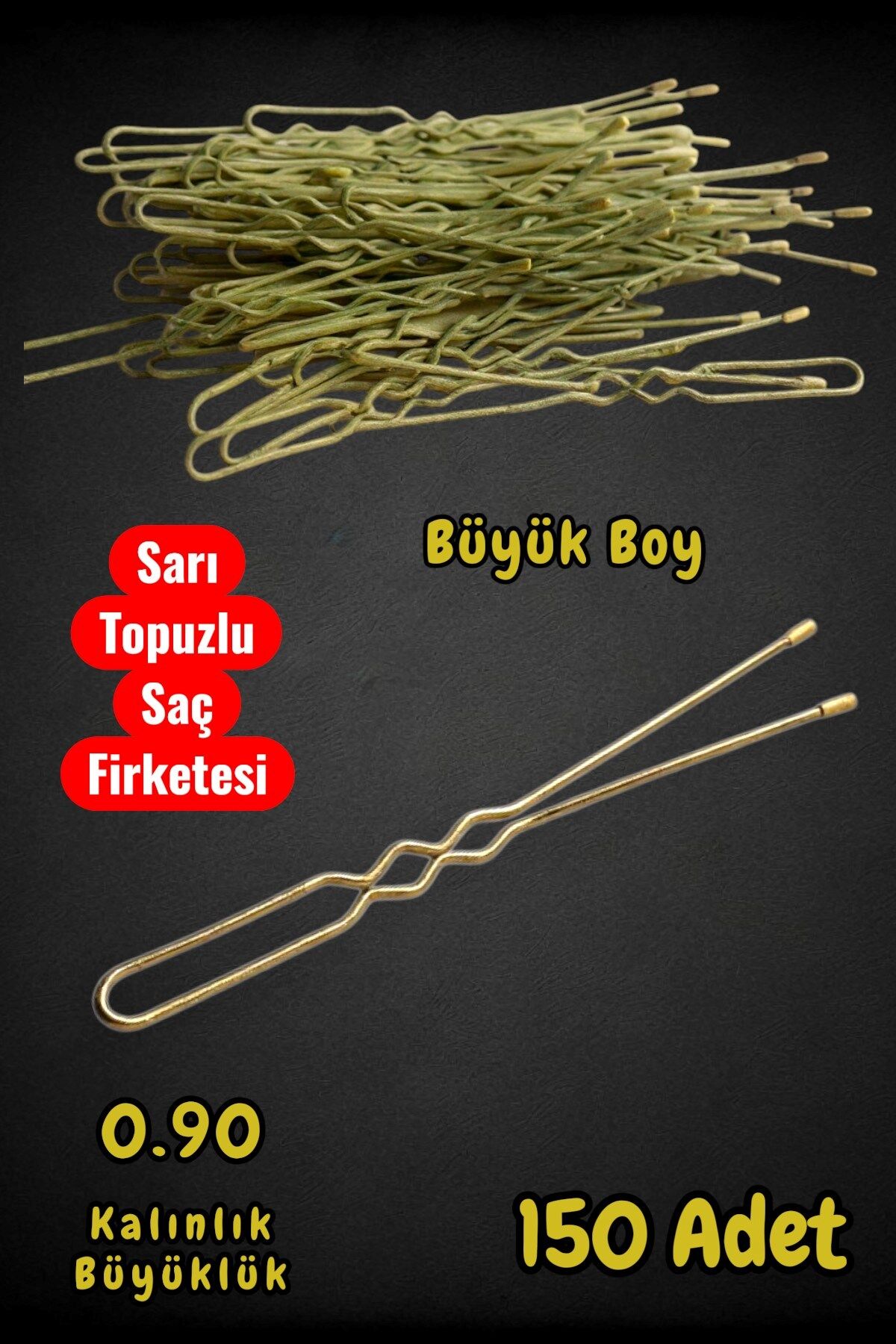 Technow Sarı 7 cm Küçük Topuzlu Saç Firketesi Toka 0.90 Sarı 150 Adet