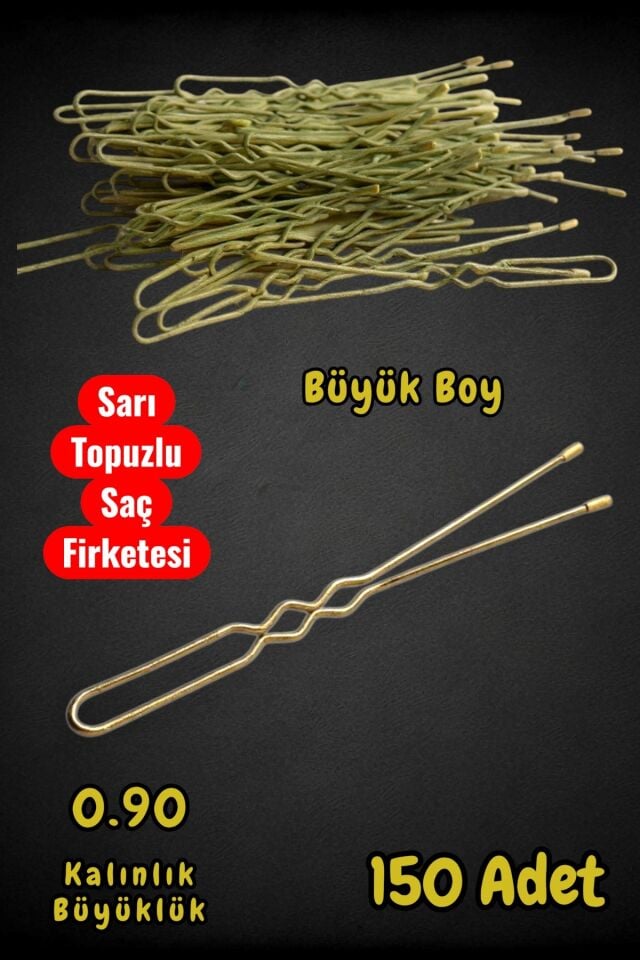 Technow Sarı 7 cm Küçük Topuzlu Saç Firketesi Toka 0.90 Sarı 150 Adet