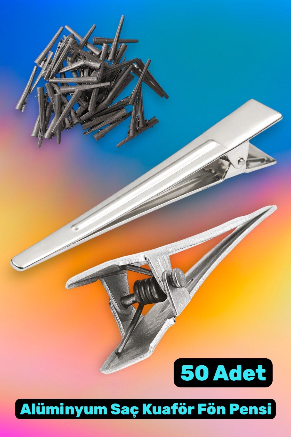 Technow Alüminyum Saç Pensi - Kuaför Fön  Şekillendirme Pensi 50 Adet