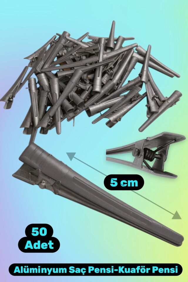 Technow Alüminyum Saç Pensi - Kuaför Fön  Şekillendirme Pensi 50 Adet