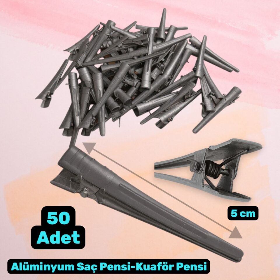 Technow Alüminyum Saç Pensi - Kuaför Fön  Şekillendirme Pensi 50 Adet