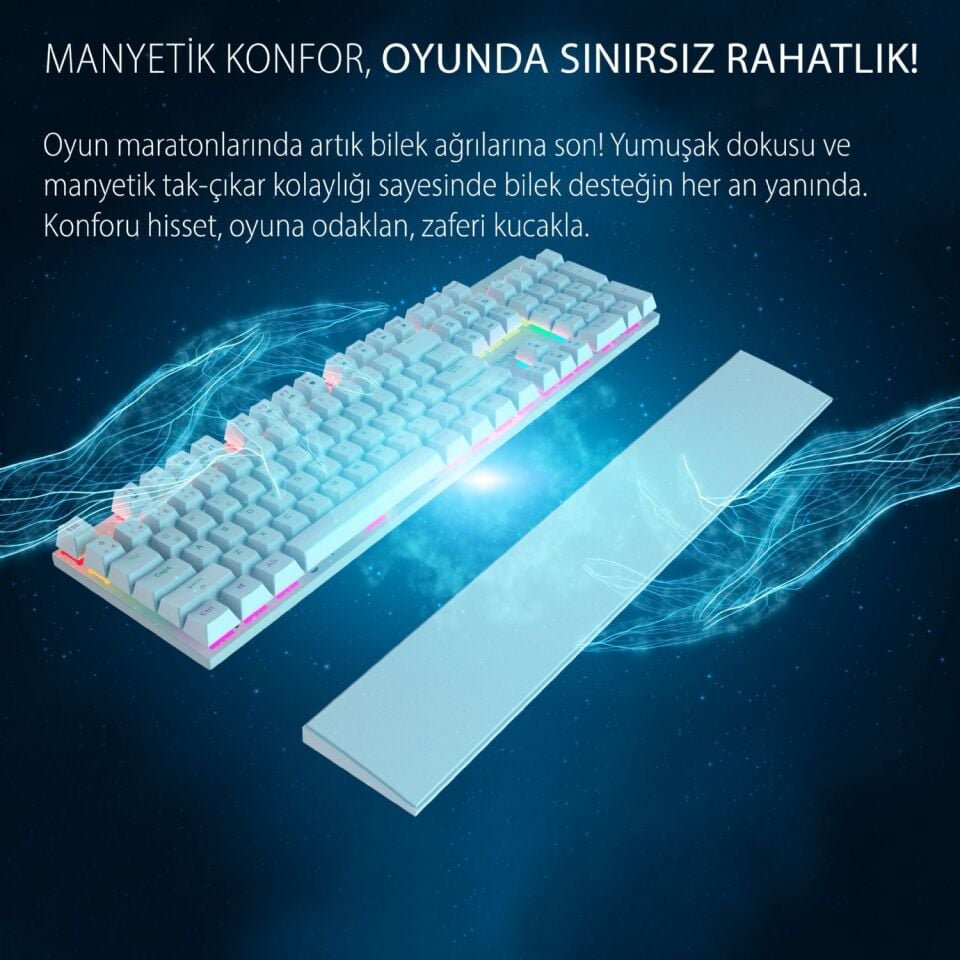 Inca IKG-456 Mekanik Klavye | Blue Switch ARGB Led Full Anti-Ghosting Mıknatıslı Bilek Desteği