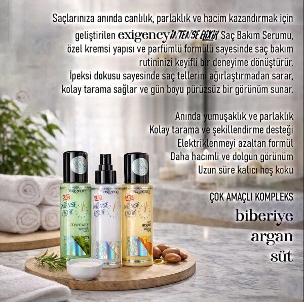 Exigency Durulamasız Süt Argan Yağlı Acil Bakım & Onarım Saç Krem Serum  100ml