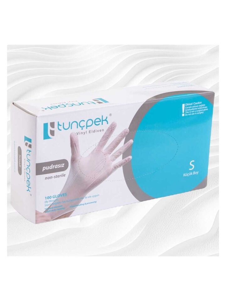 Tunçpek Pudrasız S Çok Amaçlı Vinyl Eldiven Small(Küçük) Beden 100'lü