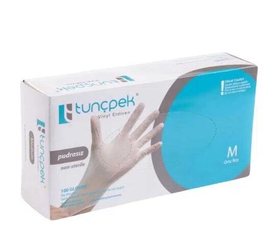Tunçpek Pudrasız M Çok Amaçlı Vinyl Eldiven Medium(Orta) Beden 100'lü
