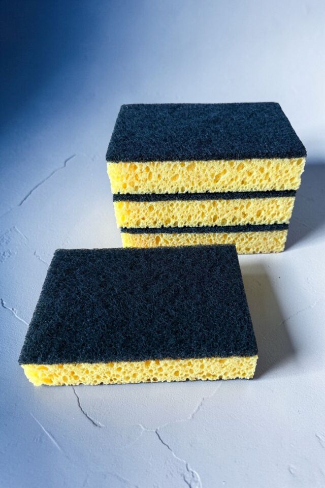 Technow Lüx İtalyan Keçeli  Endüstriyel Catering/Restaurant Büyük Boy Mercan Bulaşık Süngeri 4 Adet