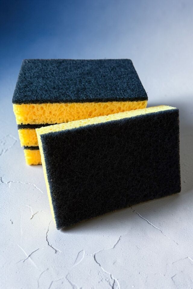 Technow Lüx İtalyan Keçeli  Endüstriyel Catering/Restaurant Büyük Boy Mercan Bulaşık Süngeri 4 Adet