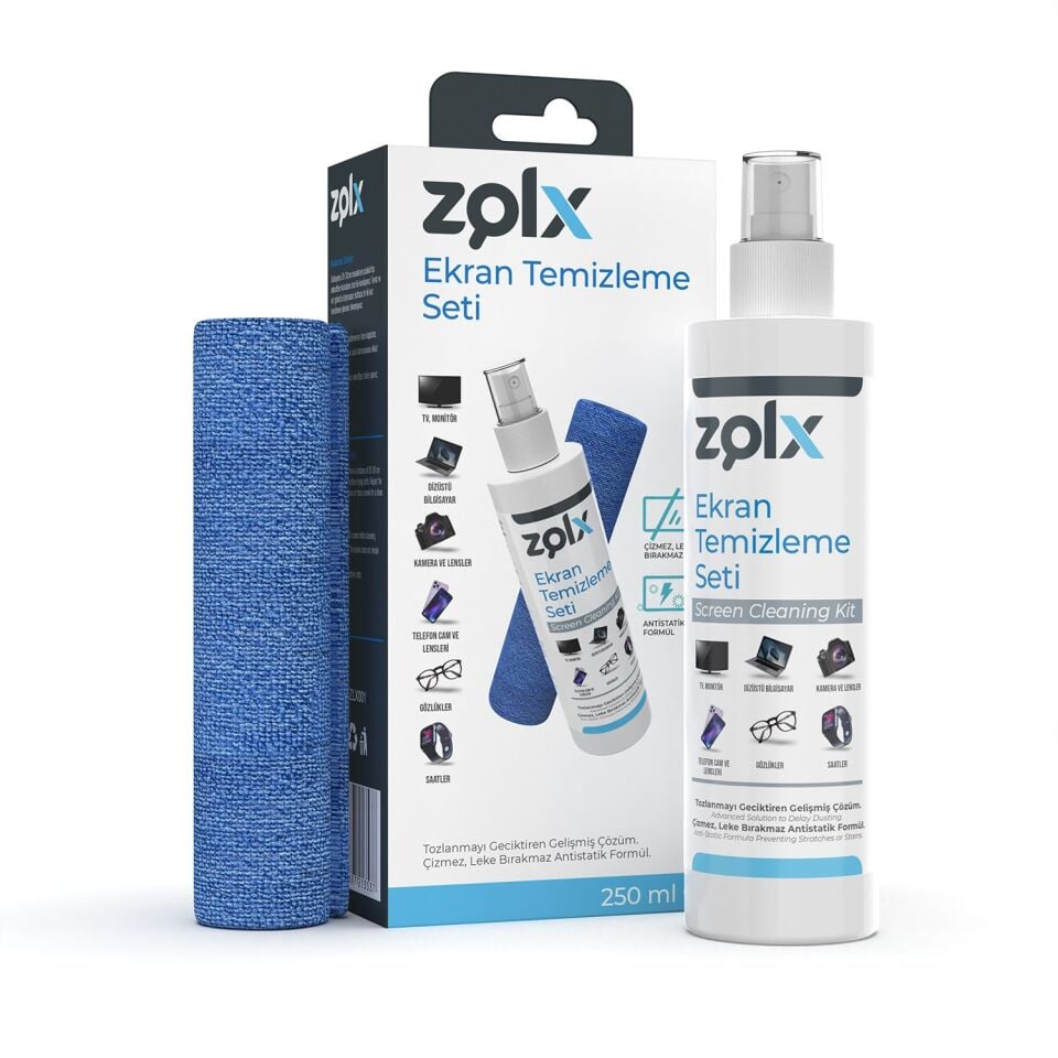 Zolx Ekran Temizleme Seti 250ML ( Mikrofiber Bez )