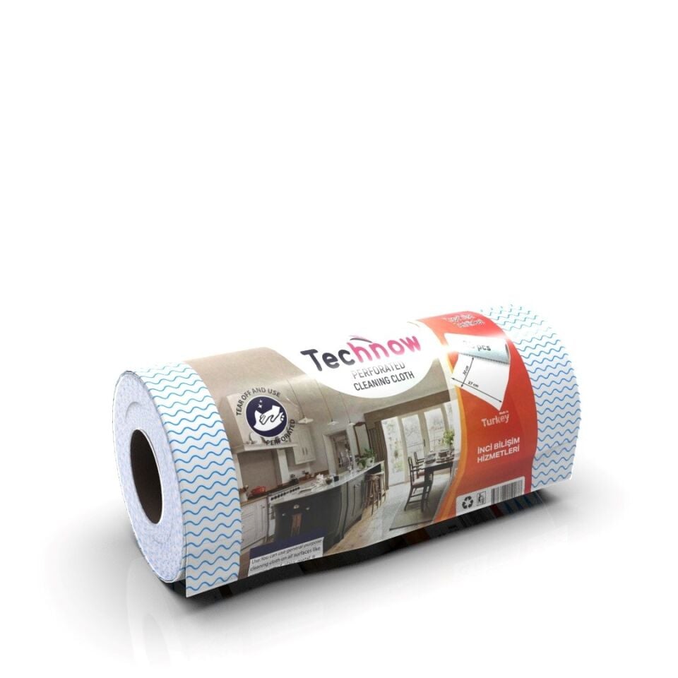 Technow 33 Yaprak Kopar Kullan Rulo Hassas Temizlik Bezi Mavi 25x30cm 2 Rulo Adet