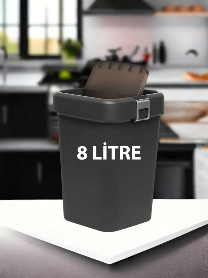 Motek COB-410 Comfort Dustbin 8 Litre Çöp Kutusu Kovası Siyah-Antrasit