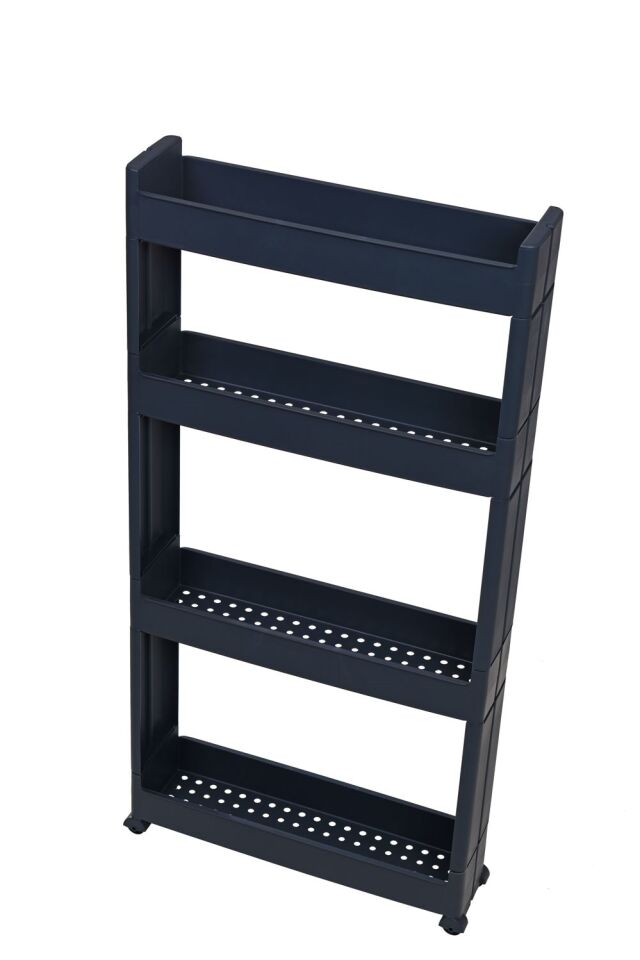 Technow Motek SR-04 Tekerlekli Plastik,Mutfak,Banyo Rafı 4 Katlı Organizer  Antrasit