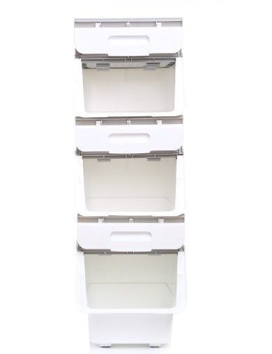 Motek MT04 Freebox 33 Litre Beyaz Gri Tekerlekli 3*33 Lt 3'lü Set Organizer