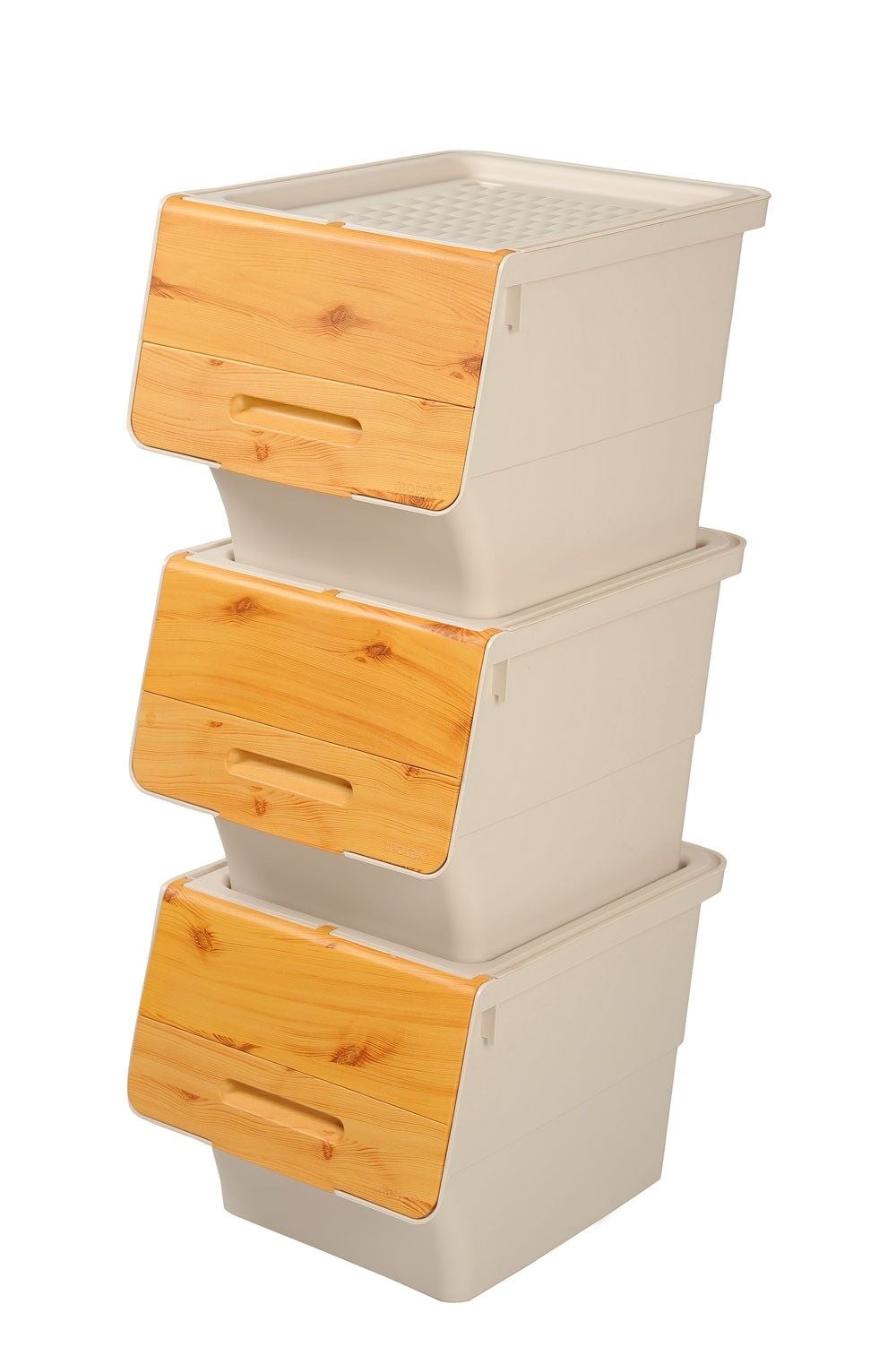 Motek MT05B Freebox 33 Litre Bambu Desen Tekerlekli 3*33 Lt 3'lü Set Organizer