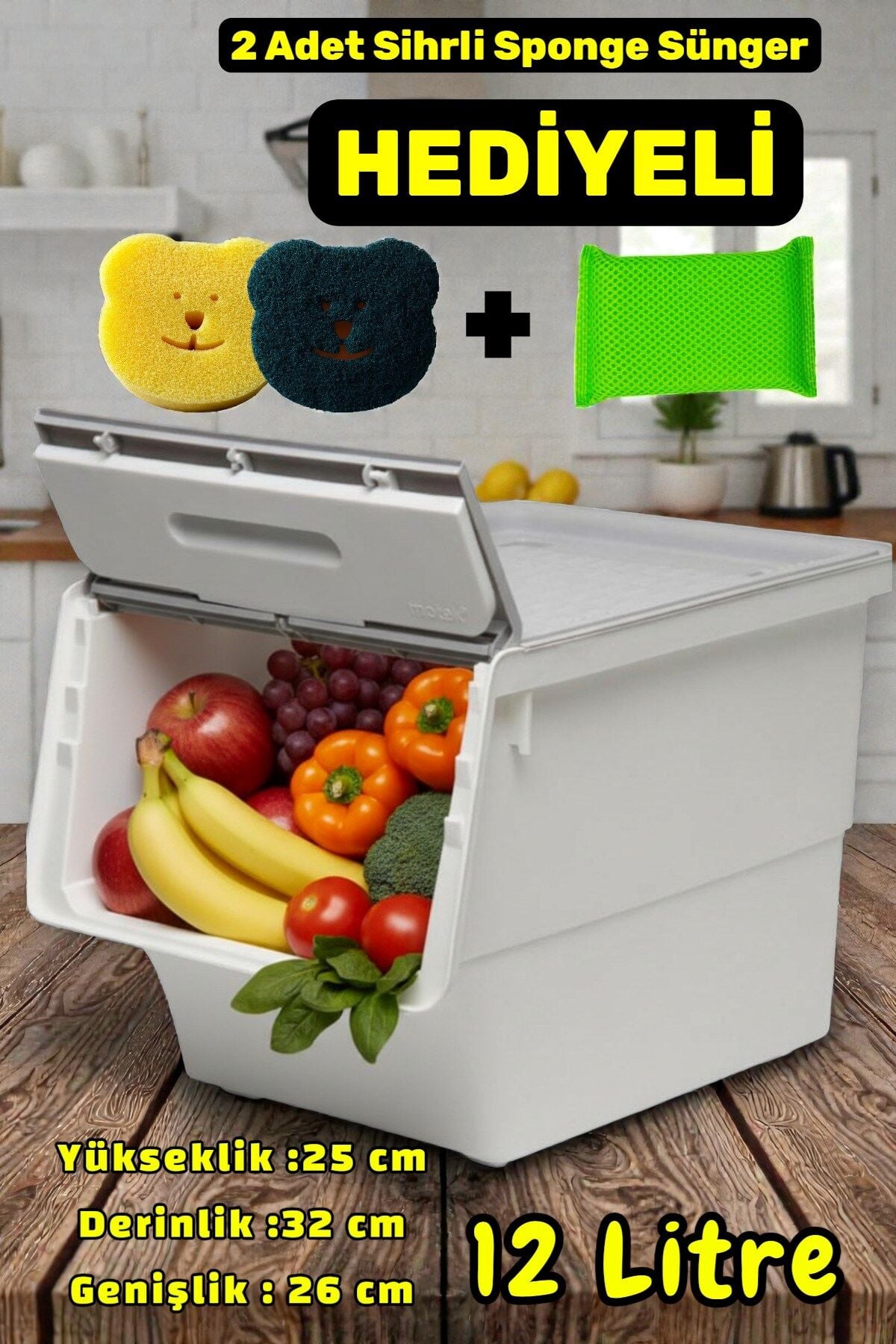 Technow Motek MT06 12 Litre Gri Tekerlekli Tekli Organizer + Temizlik Seti