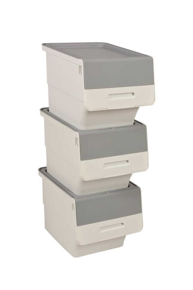 Motek Mt07 Tekerlekli Eşya Ve Erzak Kutusu 3katlı 3x12 Litre Gri Organizer