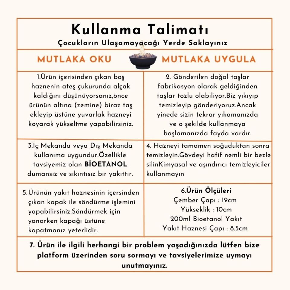 Technow Gri  Dumansız Masa Şöminesi Ateş Çukuru (200ml Bioetanol+Hazne)