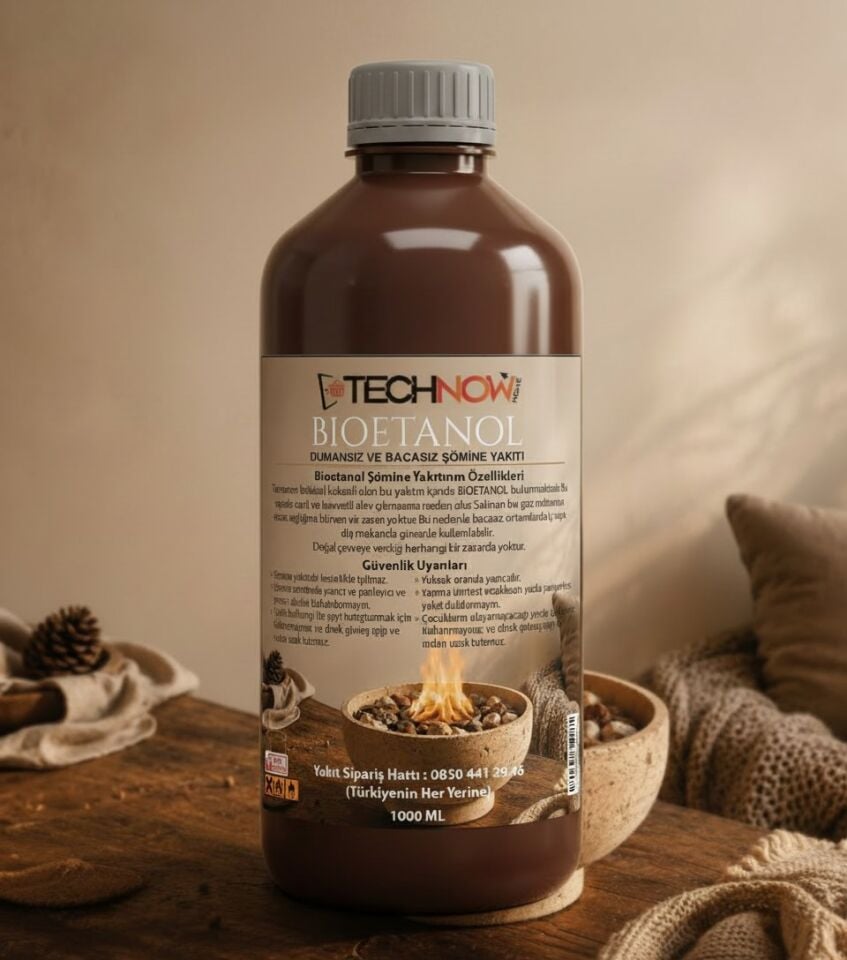 Technow 1000ml Kokusuz ve Dumansız Bioetanol Şömine Yakıtı 1 Litre