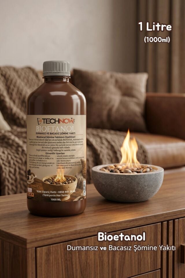 Technow 1000ml Kokusuz ve Dumansız Bioetanol Şömine Yakıtı 1 Litre