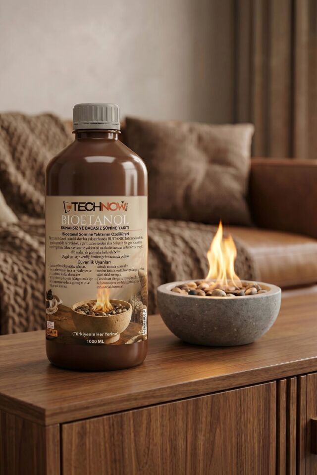 Technow 2000ml Kokusuz ve Dumansız Yüksek Kaliteli Bioethanol Şömine Yakıtı 2 Litre