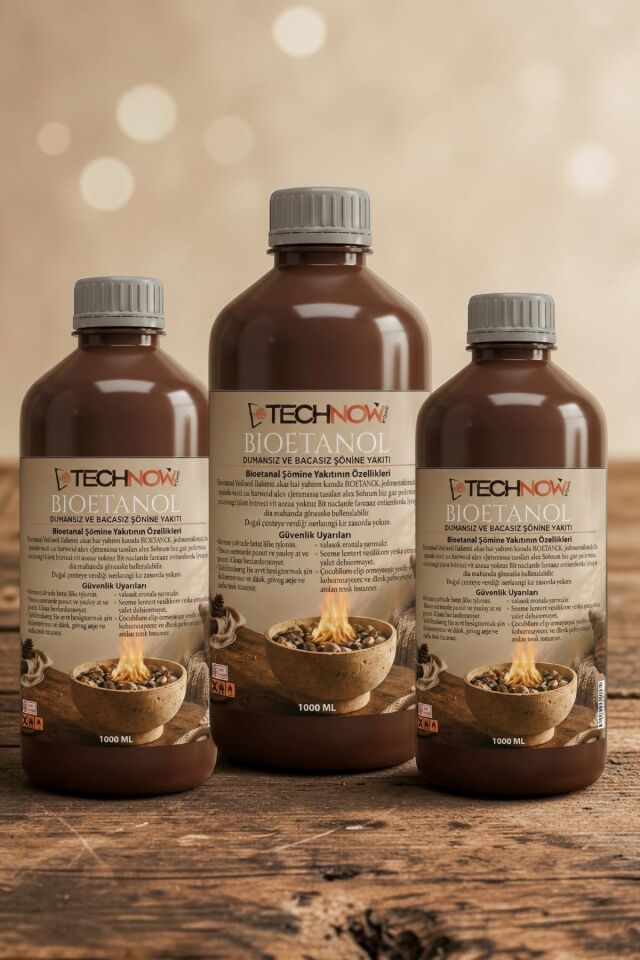 Technow 3000ml Kokusuz ve Dumansız Yüksek Kaliteli Bioethanol Şömine Yakıtı 3 Litre