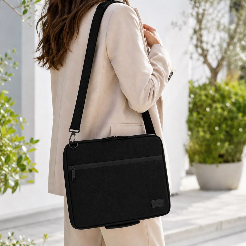 Classone 3in1 Serisi CLK140 13,14 inch Uyumlu Tablet Laptop El ve Omuz Çantası Siyah