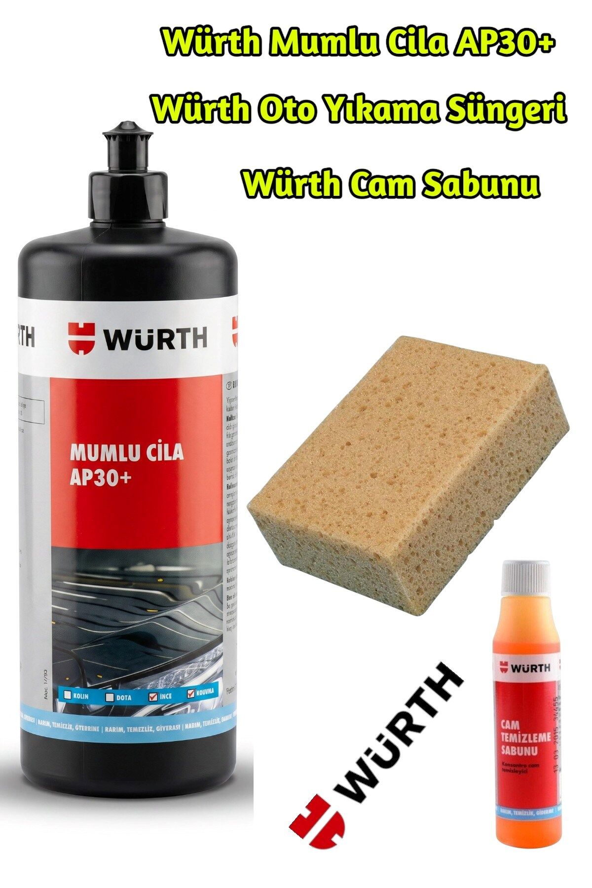 Würth Mumlu Cila AP30 + Oto Yıkama Süngeri + Cam Sabunu  Avantaj Paketi
