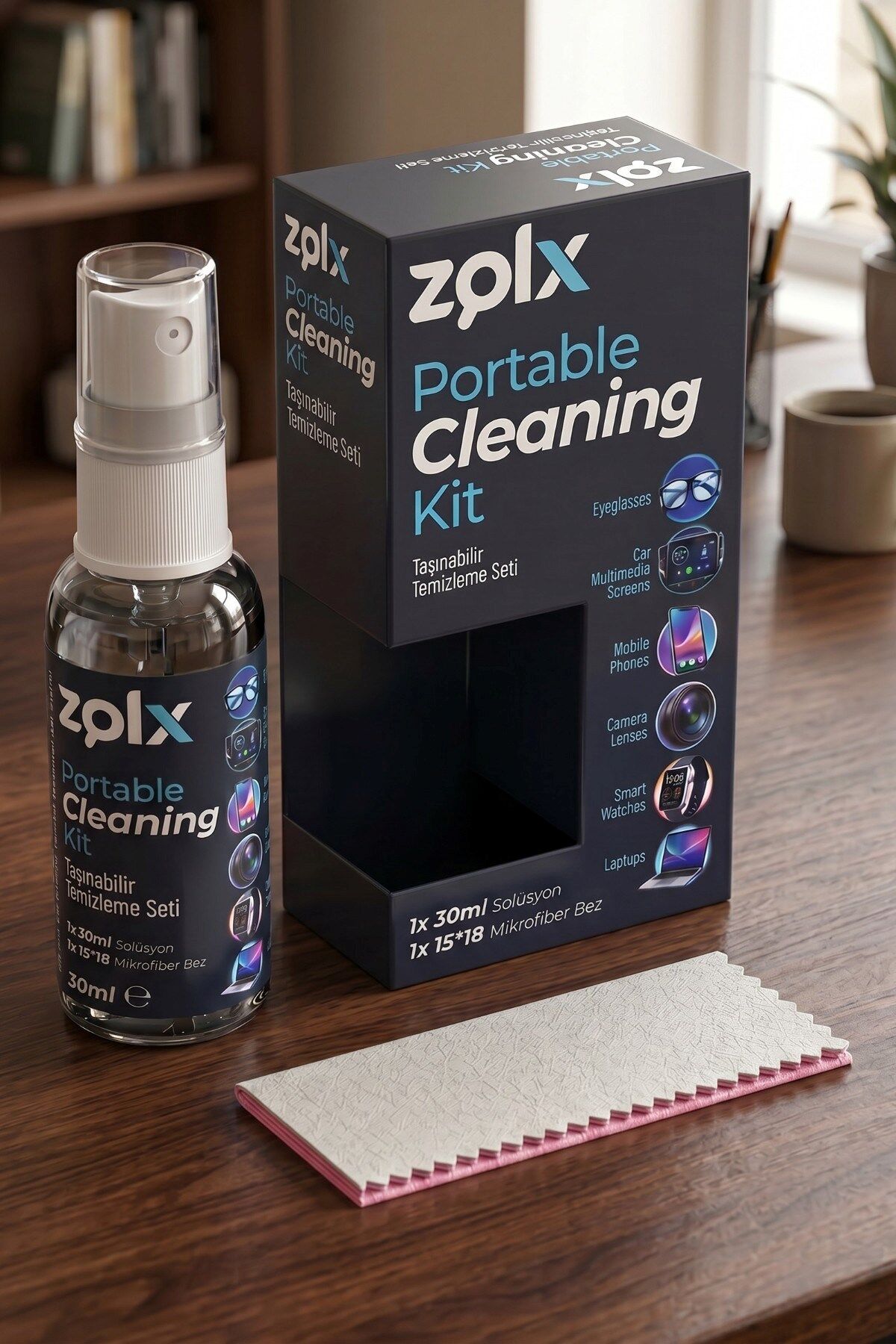 Zolx 30ml Taşınabilir Ekran Temizleme Gözlük Telefon Tablet Küçük Ekran Temizliği Bez Hediyeli