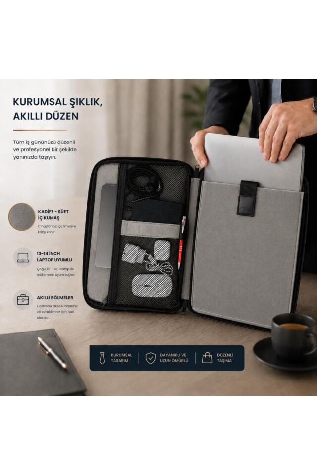 Classone 3in1 Serisi CLK143 13,14 inch Uyumlu Tablet Laptop El ve Omuz Çantası Mor