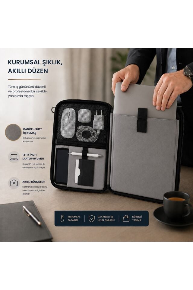 Classone 3in1 Serisi CLK146 13,14 inch Uyumlu Tablet Laptop El ve Omuz Çantası Pembe