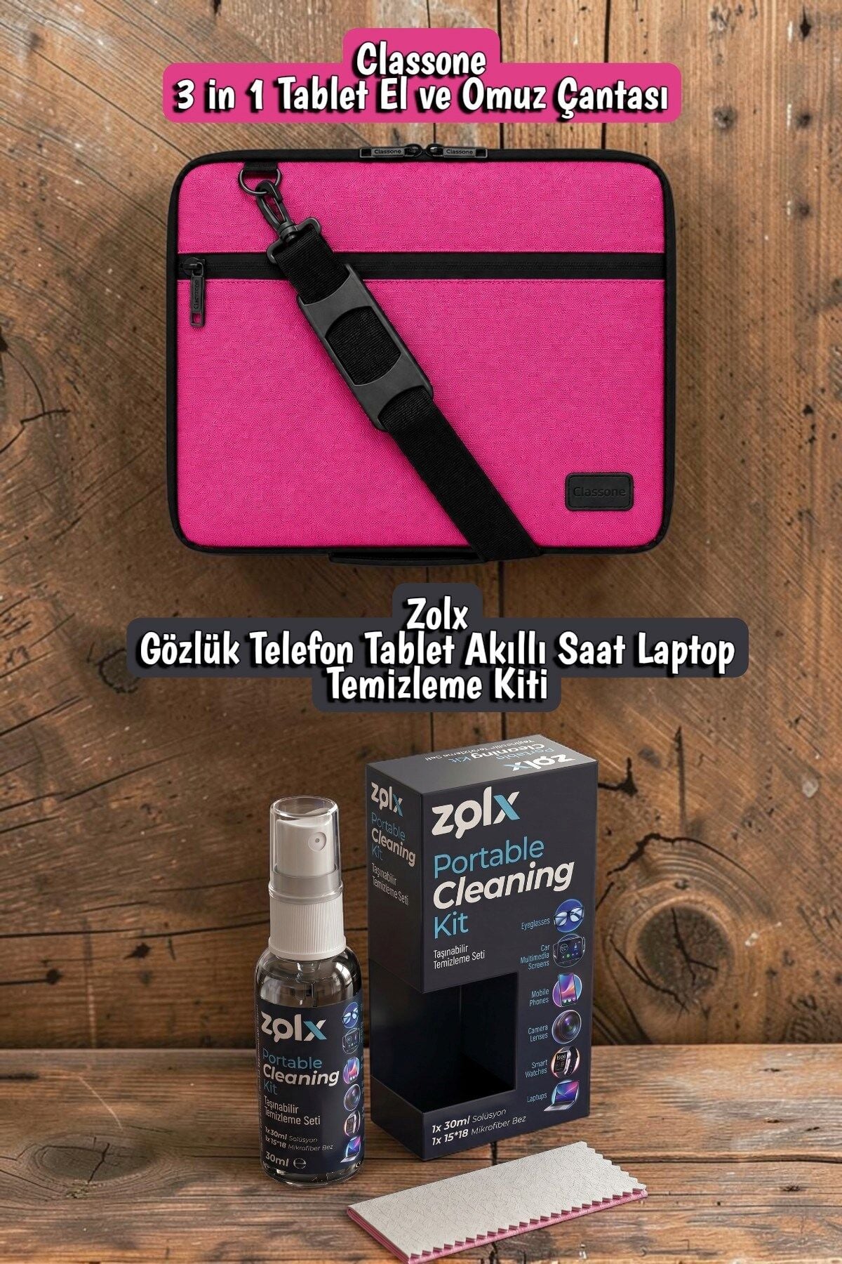 CLK146 3 in 1 13,14''Tablet Laptop El ve Omuz Çantası+Zolx Taşınabilir Ekran Temizleme Kiti Hediyeli
