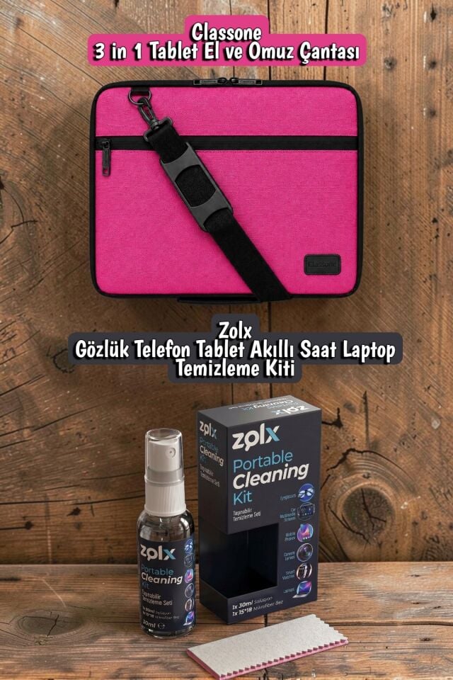 CLK146 3 in 1 13,14''Tablet Laptop El ve Omuz Çantası+Zolx Taşınabilir Ekran Temizleme Kiti Hediyeli